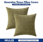 MIULEE Pack of 2 Couch Throw Pillow Covers 18x18 Inch Soft Olive Green Chenille - Image 6
