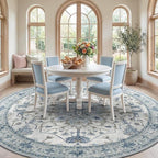 Area Rugs 8ft Washable Non-Slip, Floral Vintage Distress Print Pattern - Image 2