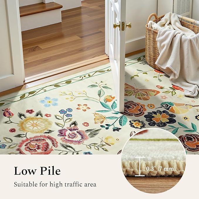 Rugflix 2x6 Runner Rug for Hallway, Washable Kitchen Runner Non Slip, Soft Low - Image 2