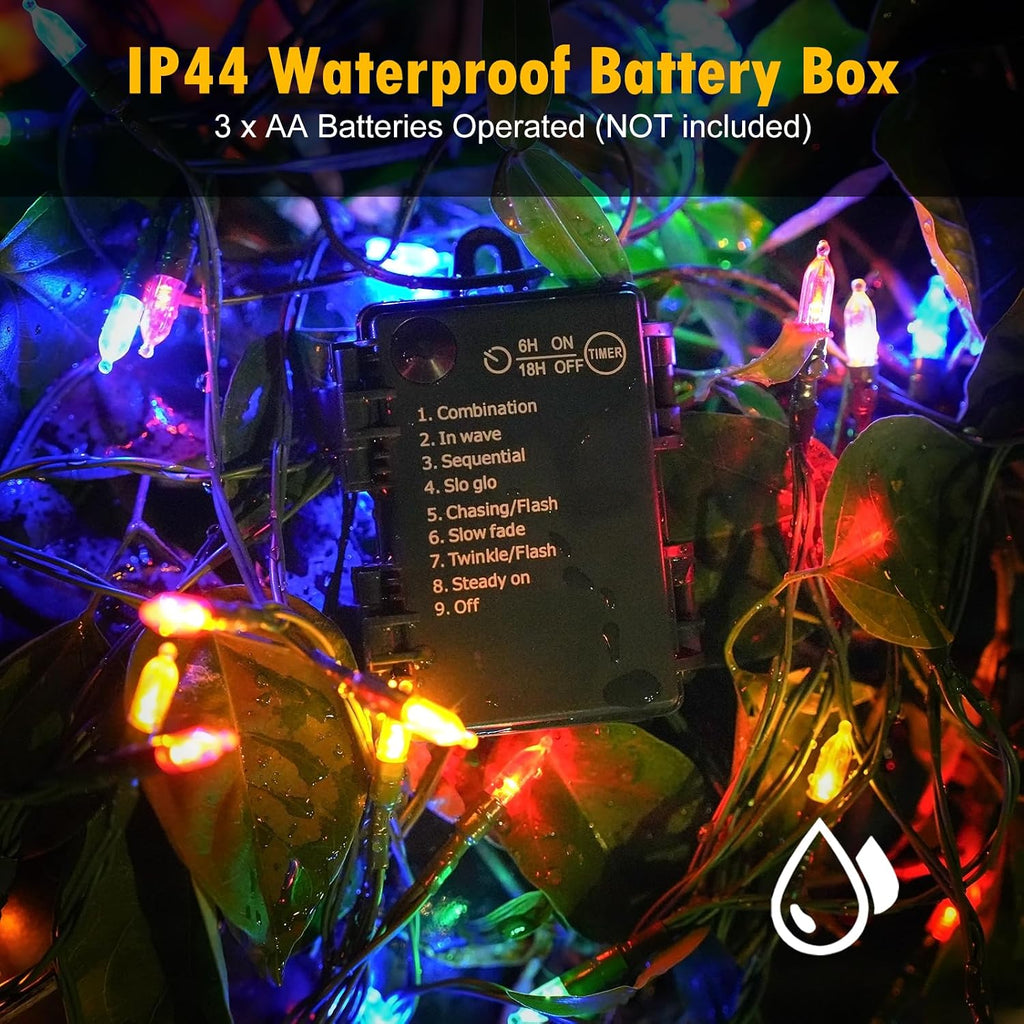 Battery Operated Christmas Lights, 4 Pack 18 FT 50 LED Each Clear Mini String Lights, 8 Modes with Timer Waterproof Tree Lights for Xmas Indoor Outdoor Holiday Home Decor, Multicolor