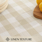Softalker Gingham Rectangle Tablecloth with Tassel, Beige Cream, 55" x 84"