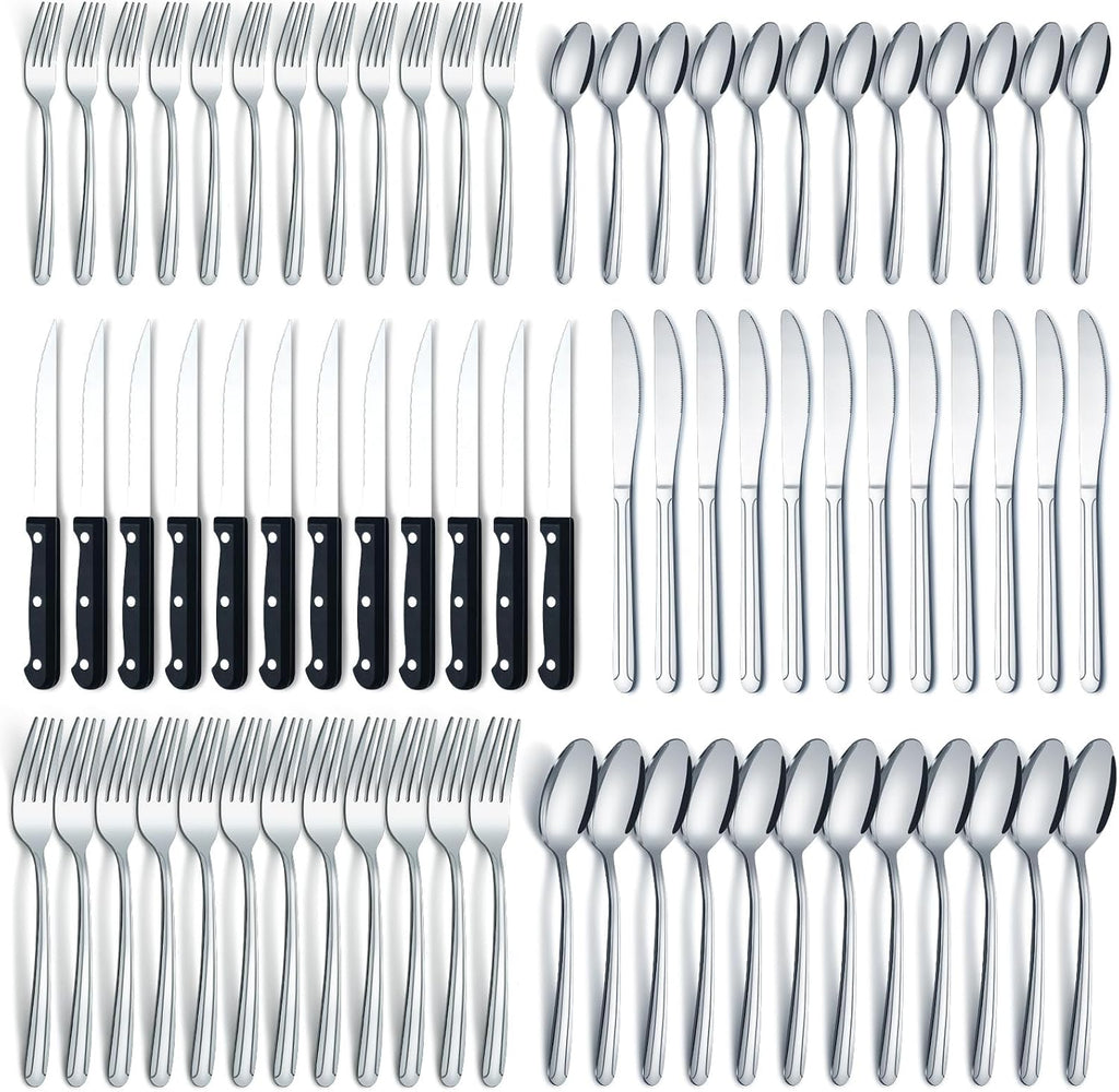 BEWOS Gold Serving Utensils, 20-Piece Serving Utensils set, Gold Serving Spoons, Slotted Spoons, Tongs, Forks, Cake Server, Butter Knife, Stainless Steel Serving Utensils for Parties, Dishwasher Safe