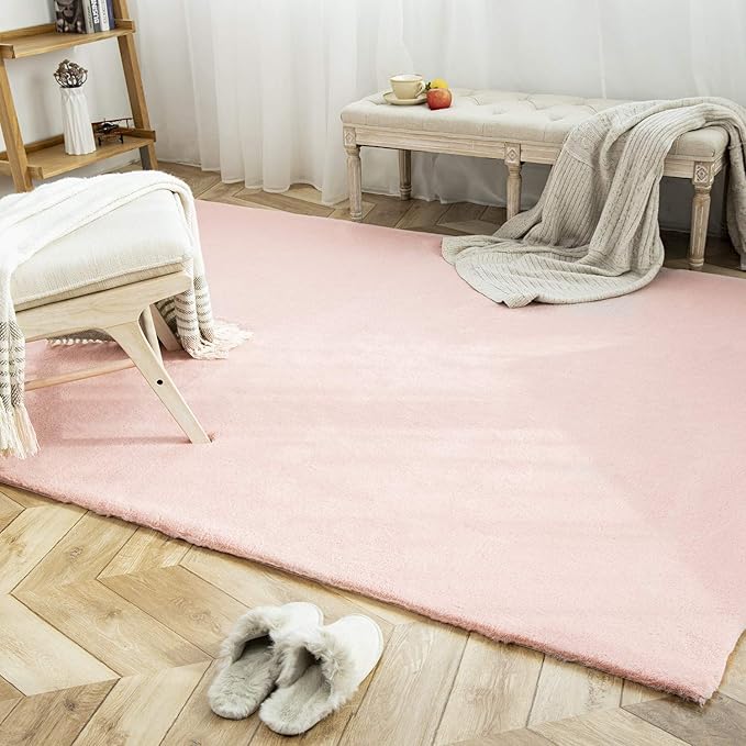 Ashler Faux Fur Rug, Ultra Soft Faux Rabbit Fur, 6 x 9 Feet Rectangle, Machine - Image 6