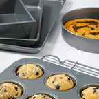 Calphalon Titan 10-Piece Nonstick Bakeware Set, Baking Sheet Set, Steel Core PFA-Free Nonstick Coating, Oven Safe, Includes Sheet Pans, Muffin Pan, Round Cake Pans, Loaf Pan and Cooling Rack - Silver