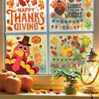 24 Sheets Halloween Thanksgiving Christmas Winter Window Clings Decals Ghost Pumpkin Turkey Santa Claus Snowman Stickers Decor for Indoor Holiday Party Decorations Favors School Home Store Glass Door