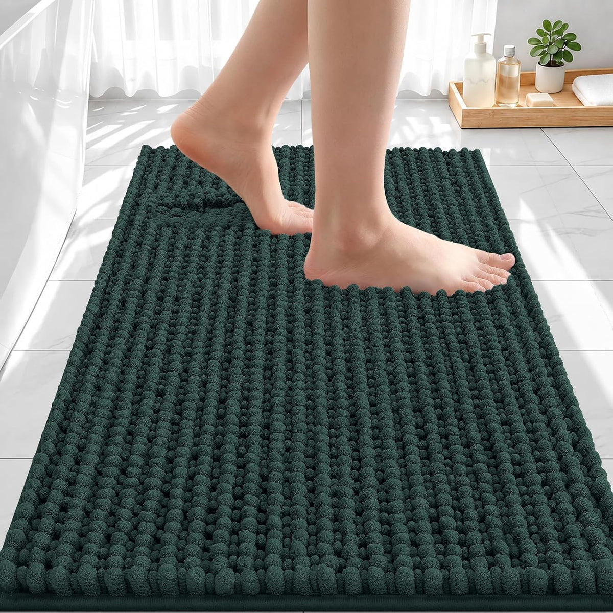 Smiry Thick Bathroom Rugs 24x16, Extra Soft Absorbent Chenille Bath Mat