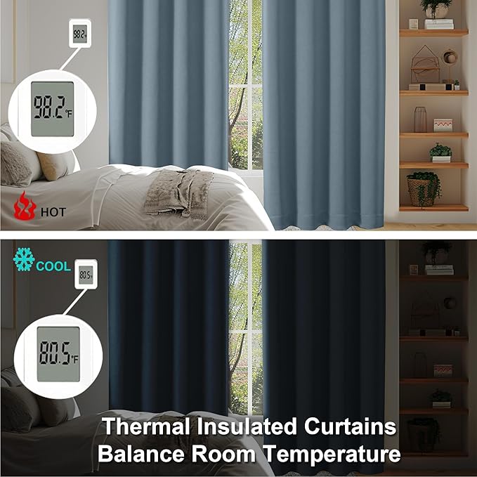 Simplebrand Ava Stone Blue Blackout Curtains - Image 6