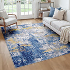 Washable Area Rugs Square 6ft Non-Slip Modern Abstract Soft by RELEANY