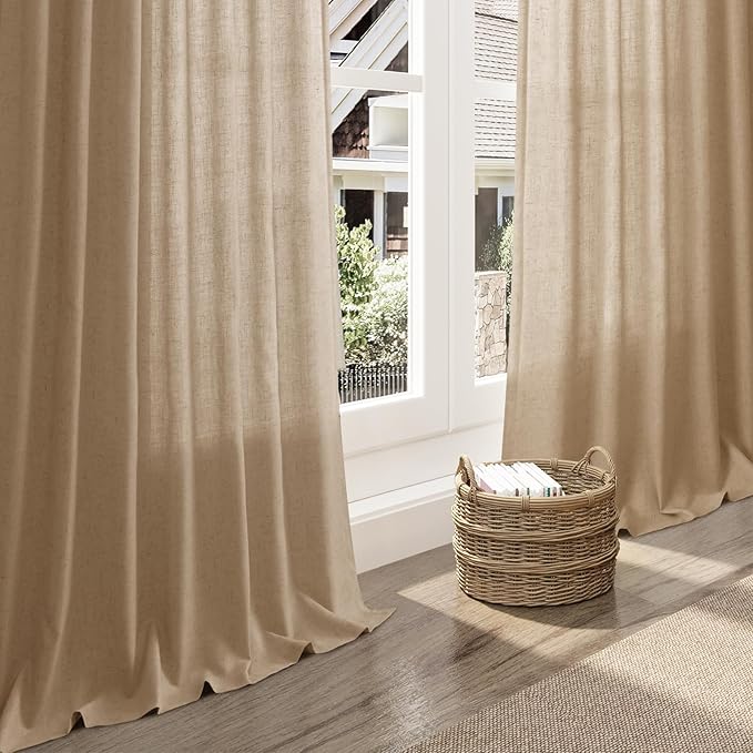 Sand Beige Linen Curtains for Living Room 98 Inches Long Simple Modern Light - Image 5