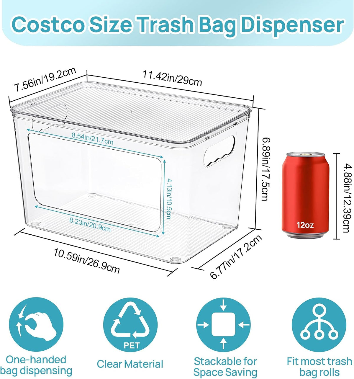 Vtopmart 2 Pack Clear Trash Bag Holder, Stackable Garbage Bag Dispenser