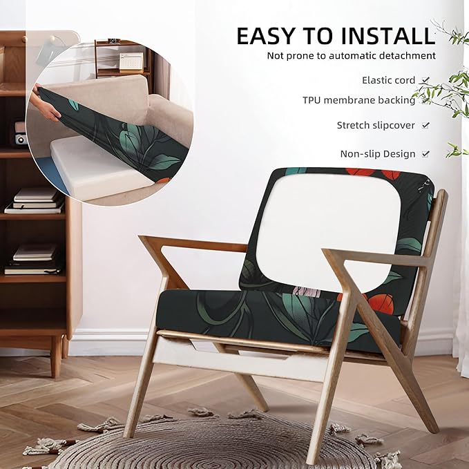 8Pcs Outdoor Cushion Covers, Patio Cushion Covers, Stretch Elastic Slipcovers - Image 5