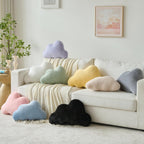 Cloud Pillows, Decorative Throw Pillow with Soft Plush for Couch Bed, Cloud Shaped Pillow Room Decor with Fluffy Faux Rabbit Fur for Living Room Bedroom (White, 11.8x18.5 Inches)