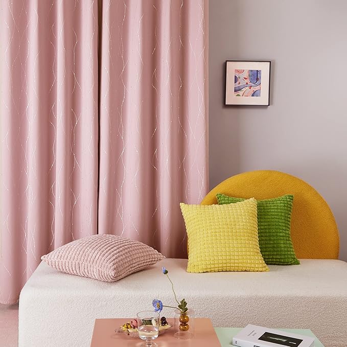 Deconovo Pink Curtains, Thermal Insulated Soundproof Curtain, 45 x 45 Inch Long - Image 3