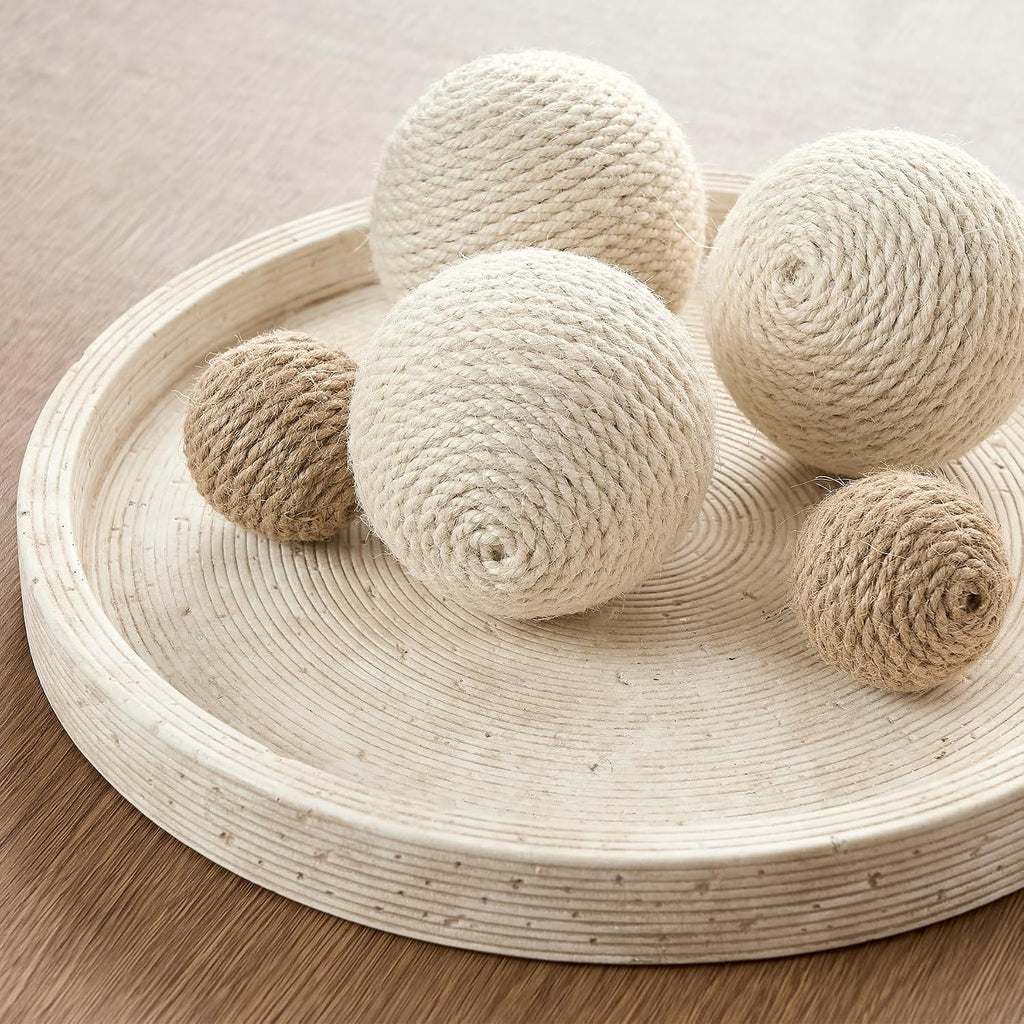 Vanselia Decorative Table Tray Round Trays Home Decor Cement (11.8" Rustic)