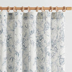 jinchan Floral Curtains 96 Inches Long Blue Flower Linen Farmhouse Curtain by JINCHAN
