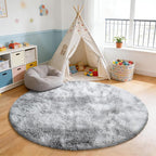 Tie-Dyed Fluffy Round Rug, Soft Area Rugs - Image 6