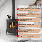 Ecofan BelAir Heat Powered Stove Fan - Powerful Design, Low Start Temperature Technology, Perfect for Gas, Pellet & Soapstone Stoves, 140 CFM - Circulates Warm Air Efficiently & Reduces Fuel Cost