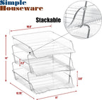 Simple Houseware 3-Tier Stackable Paper Tray for Desk Organizer, Clear