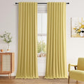 Guken Yellow 100% Blackout Linen Curtains 108 Inch Length 2 Panels Set by Guken