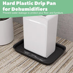 Dehumidifier Drip Pan with Raised Edge, Hard Plastic 13'' x 9''x 2'' Non-Slip Waterproof Drain Pan for Dehumidifiers, Drain Tray Catch & Prevent Water Leak, Protect Floor, Black