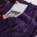 Puncuntex Deep Purple Throw Blanket 50"×60" inches Fuzzy 3D Jacquard Decorative - Image 6