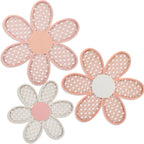 Maitys 3 Pcs Boho Daisy Flower Wall Decor Nursery Art, Pink, Purple