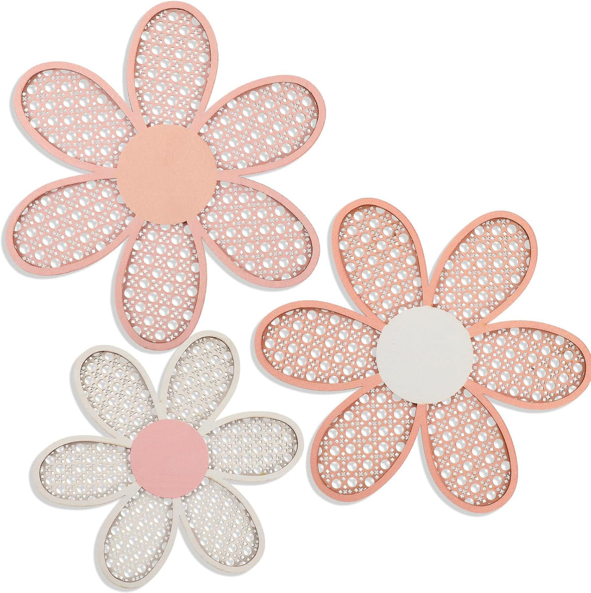 Maitys 3 Pcs Boho Daisy Flower Wall Decor Nursery Art, Pink, Purple