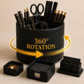 4 Pcs Aesthetic PU Leather Desk Organnizer Set, Black