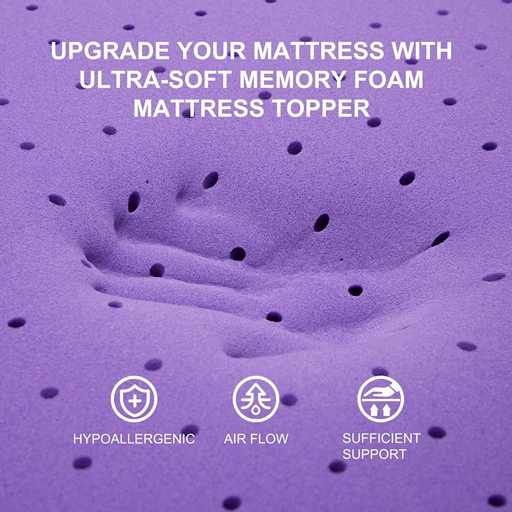 SINWEEK 1.5 Inch Gel Memory Foam Mattress Topper Ventilated Soft Pressure Relieve Mattress Pad, Breathable Bed Topper, CertiPUR-US Certified, Queen Size