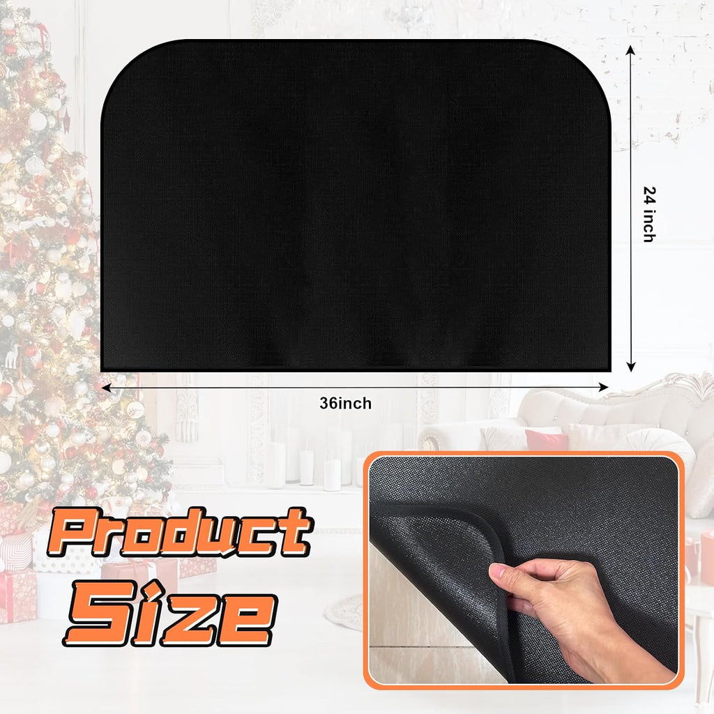 Fireproof Hearth Mat - D Shape, 36" x 24", Fire Resistant for Fireplaces & Woodstoves