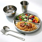 5 Pack Stainless Steel Dinnerware Set, Camping Plates Cups and Bowls Set