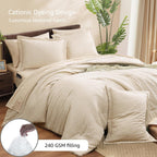 Monbix Queen Comforter Set 7 Pieces Birch Marble Bed in a Bag