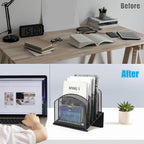 Delifox Inclined File Organizer for Desk, 5-Section Vertical File Holder