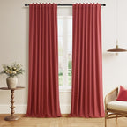 Guken Red 100% Blackout Linen Curtains 102 Inch Length 2 Panels Set by Guken