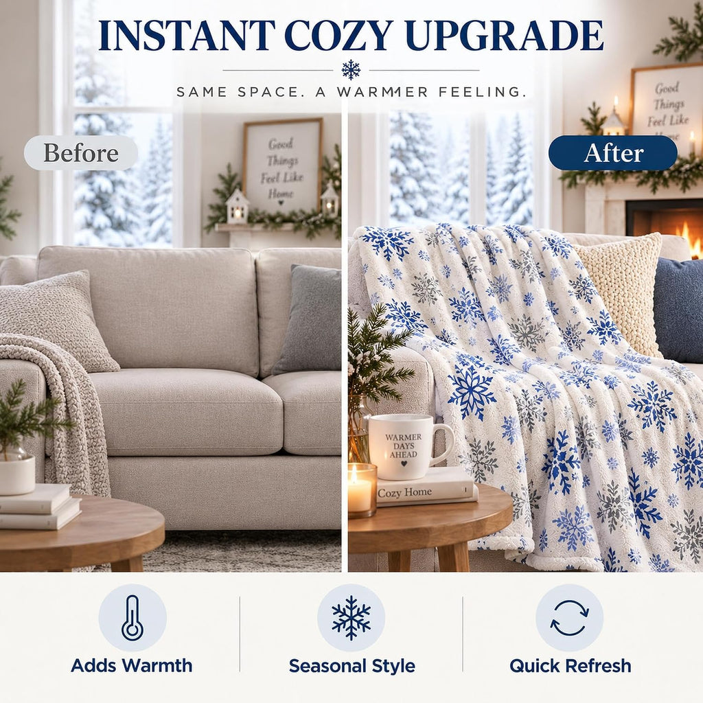 Snowflake Throw Blanket 60x80 Inches, Soft Lightweight Winter Blanket