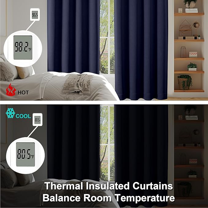 Simplebrand Navy Blue Blackout Curtains - Image 6