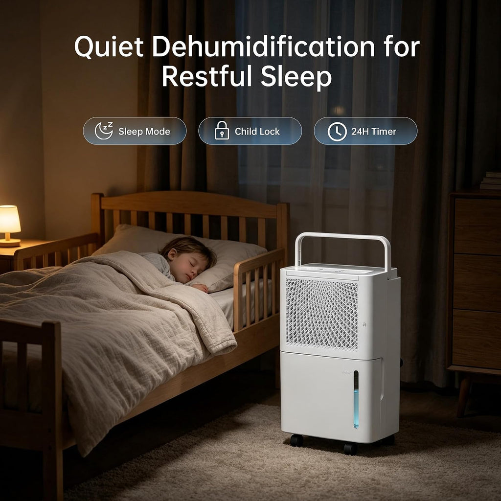 2500 Sq. Ft MAX 30 Pints Dehumidifier Equipped With Drainage Hose, Automatic Defrosting, 24-Hour Timer, Ideal for Basement, Home, Bathroom, Bedroom