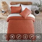 HORIMOTE HOME Shabby Chic Quilt Set Queen Size, Burnt Orange, 90x96 inches