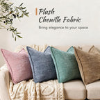 decorUhome Chenille Decorative Throw Pillow Covers 20x20 Set of 2, Pink