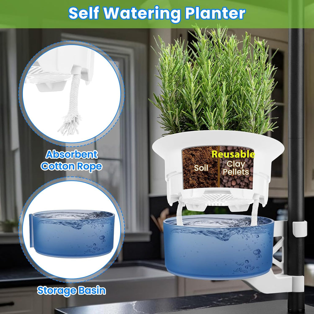 Indoor Plant Hydroponics Growing System Tower Kit with Grow light,Herb Vegetable Indoor Gardening System with Standing Floor Tall LED Grow Lights,Height Adjustable with Stand,Timer,Trellis