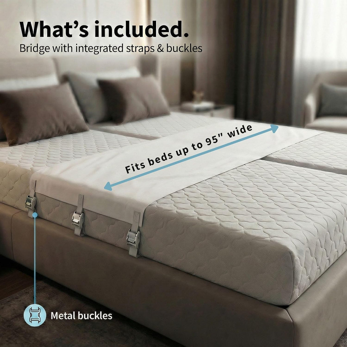 Briliantwerk Twin to King Bed Converter | Smart Bed Bridge | No Slipping