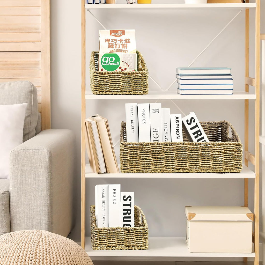 Pantry Baskets Organization, Wicker Storage Basket Green