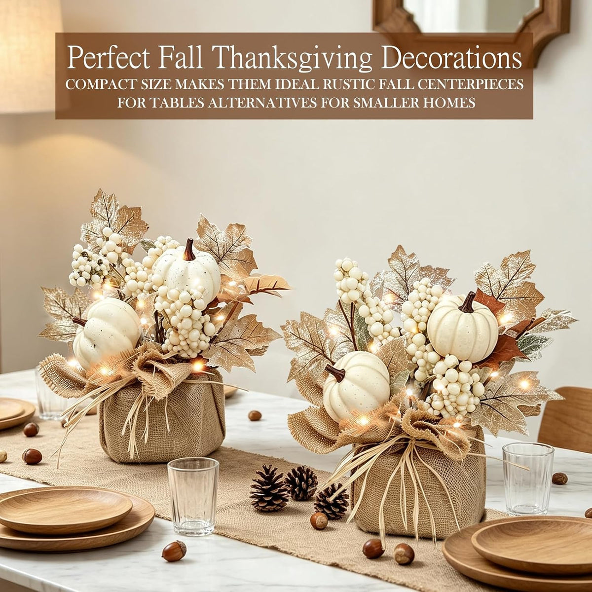 Timer - 2 Pack Fall Tabletop Maple Tree with 20LEDs Thanksgiving Decor