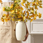 Dobbyby Ceramic Flower Vase 12 inch Farmhouse Rustic Vase Decorative Pottery Terracotta Tall Vases for Home Decor Table Mantle Fireplace Living Room Bathroom Wedding Centerpiece(Large-White)