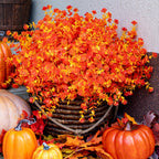 AXYLEX Artificial Fall Flowers Outdoor, Fake Mums (Orange Yellow)