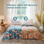 MSGKV Boho Throw Blanket for Bed 60"x80" Cotton Birds Floral Twin Size Couch - Image 3