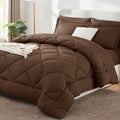 CozyLux Queen Comforter Set 88"x88" Brown - 7 Piece Bed in a Bag