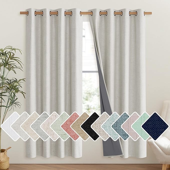 NICETOWN Snowbound Vintage Linen 100% Blackout Curtains by NICETOWN