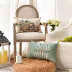 AVOIN colorlife Bless Our Home Farmhouse Eucalyptus Leaves Throw Pillow Covers - Image 4