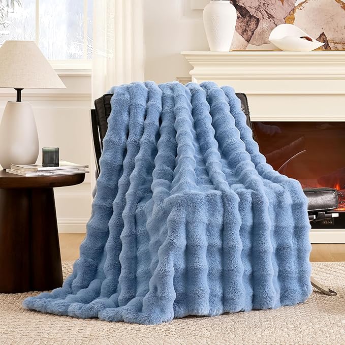 Cozy Bliss Faux Fur Bubble Throw Blanket by CozyBliss
